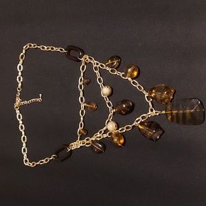 Gold Three Strand Multi Bead Necklace #56